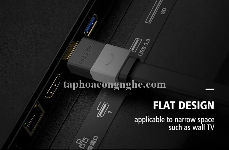 Ugreen 30114 10M màu Đen Cáp tín hiệu HDMI vỏ nhựa PVC cao cấp cáp dẹt HD120 30030114